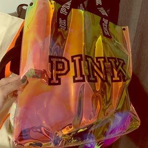 PINK holographic tote